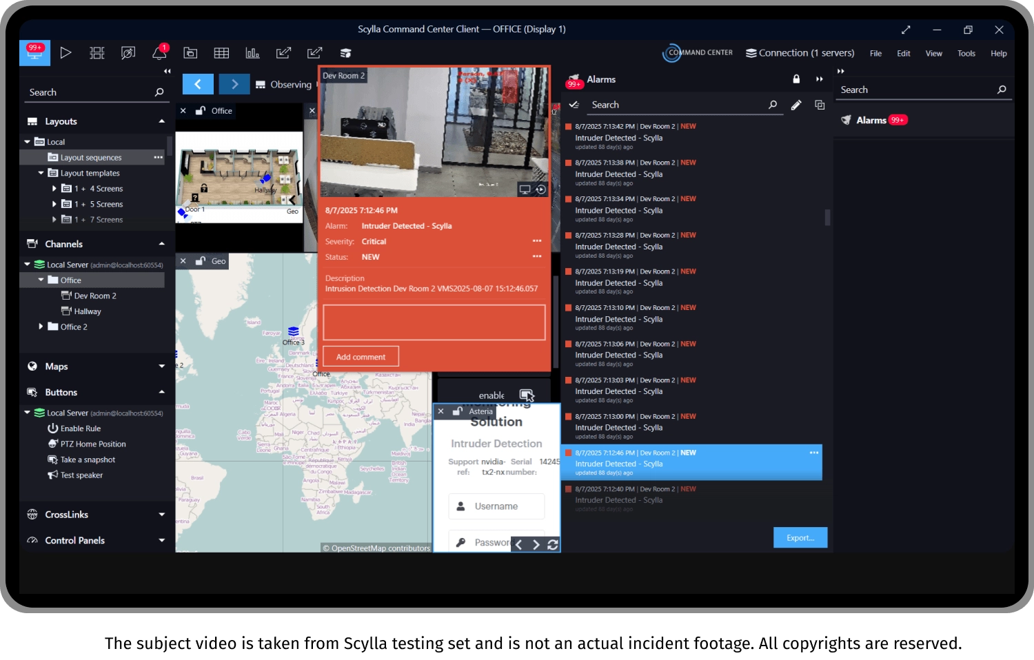 Interfaccia del software Scylla Command Center